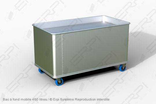 Bac à fond mobile 480 litres - BFM1396880-01A - chariot robuste en aluminium anodisé pour charges variables_0