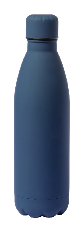 Bouteille en acier inoxydable - finition caoutchoutée - 790 ml - couleur bleu foncé - poids 175 g_0