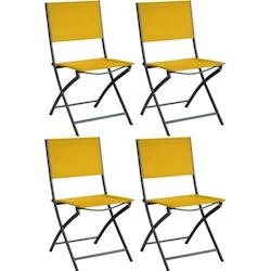 Chaise pliante en acier et toile Dream (Lot de 4) Graphite, moutarde Alizé - 3700866348144_0