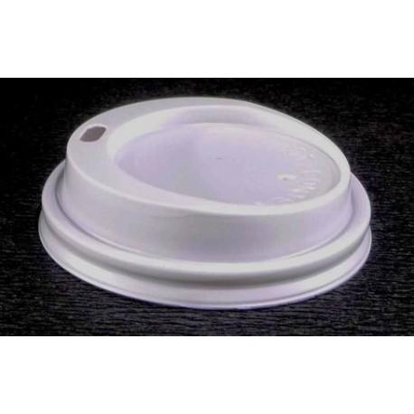Couvercle gobelet carton 18 cl - dôme blanc avec trou pour boire - Référence : FirCouvdome biereGM_0