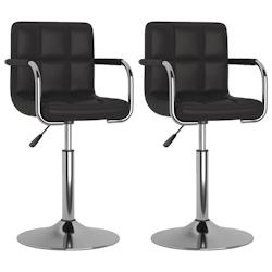 Décoshop26 - Set de 2 chaises de salle à manger siège pivotant hauteur réglable en PVC noir DEC025722 - noir 3000255404469_0
