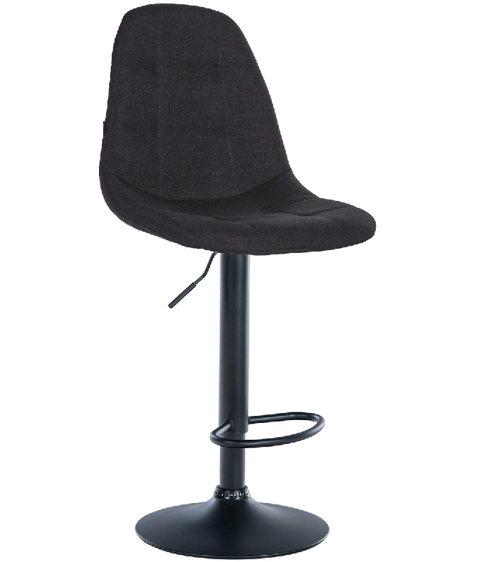 Décoshop26 - Tabouret de bar x1 avec repose-pieds hauteur réglable pivotant assise en tissu noir cadre métallique noir 10_0004841 - noir 3000252319674_0