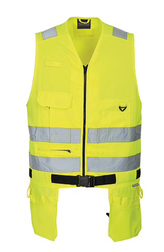 Gilet multipoches porte-outils Xenon jaune KS63 - XL - bandes réfléchissantes et 10 poches résistantes_0