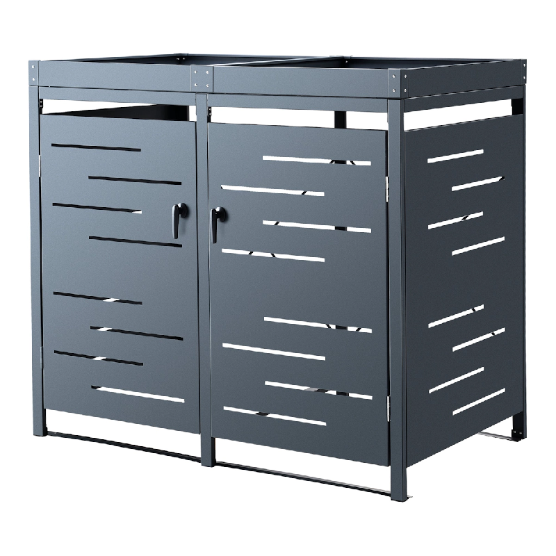 Helloshop26 - Cache poubelle extérieur 122 x 132 x 80 cm acier galvanisé  gris 03_0006691 - 3001837682725_0