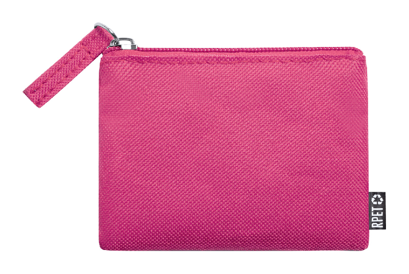 Porte-monnaie zippé en polyester 600D RPET - labélisé RPET - couleur fuchsia_0