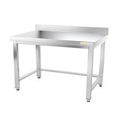 Table de travail en inox soubassement 1000 x 600 mm adossée avec renfort PREMIUM / GOLDINOX - inox 3701770804832_0