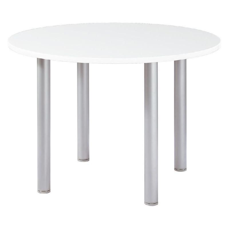 TABLE RONDE ACTUAL L. 100 X 100 CM - PLATEAU BLANC - PIED TUBULAIRE ALUMINIUM