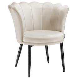 TecTake GmbH tectake Fauteuil rembourré avec dossier en forme de fleur velours crème/noir - 405917 - beige acier 405917_0