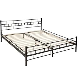 Tectake Lit design moderne avec sommier 200 x 180 cm noir - 401720 - noir acier 401720_0