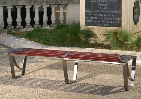 Banquette Éole - Mobilier urbain robuste en inox et compact - Longueur 1800mm, Largeur 480mm, Hauteur assise 485mm_0
