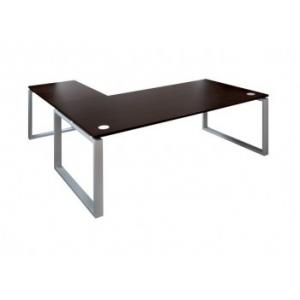 Bureau de direction avec extension P 60 - L 100 - ASTRO - Buronomic - pied ruban aluminium - dimensions L 200 / P 100_0