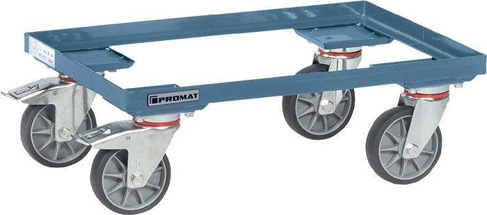 Chariot à caisse - capacité 250 kg - pneus en TPE - L605 x l405 mm - cornière bleu pigeon RAL 5014 - PROMAT_0