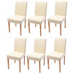 Décoshop26 - Lot de 6 chaises de salle à manger cuisine en synthétique crème pieds en bois clair design moderne 04_0000717 - 3000085732695_0