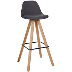 Décoshop26 - Tabouret de bar chaise haute x1 repose-pieds style scandinave en tissu gris foncé structure en bois clair carré 10_0004637 - gris 3000_0