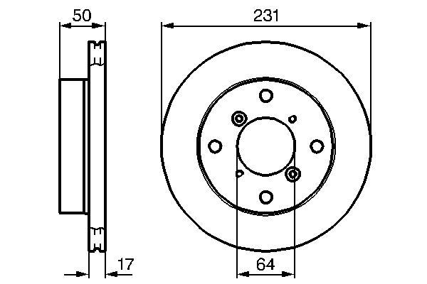 Disque de frein Bosch 0986478721 - ventilé, avant, boîte de 2 disques, 4 trous_0