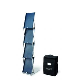 Expand Brochure Stand - Porte-brochures en métal et polycarbonate avec 4 ou 5 bacs A4 - Hauteur réglable et sac de transport inclus_0