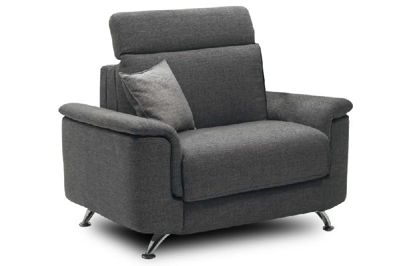 Fauteuil convertible EMPIRE tweed gris - ouverture express 70x195x12 cm - matelas haute résilience_0