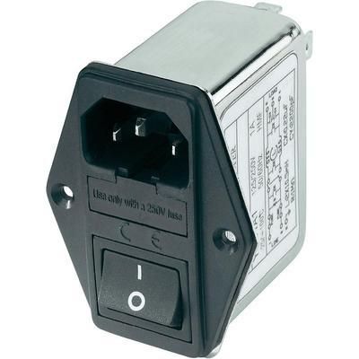 FILTRE RÉSEAU YUNPEN YQ02A1 AVEC CONNECTEUR FEMELLE POUR APPAREIL, AVEC INTERRUPTEUR, AVEC 2 FUSIBLES 250 V/AC 2 A 4.6 M