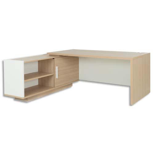 Gautier office bureau retour gauche brabant chêne blanc - dimensions : l200/218 x h75 x p90/180 cm_0