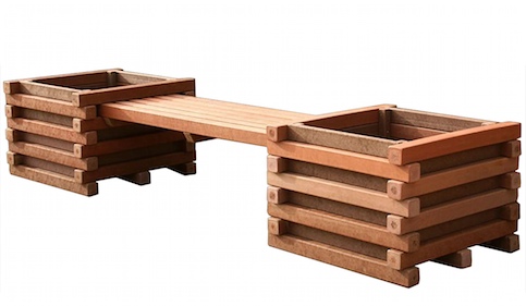 Jardinière avec banc Bordéos - 100% plastique recyclé_0