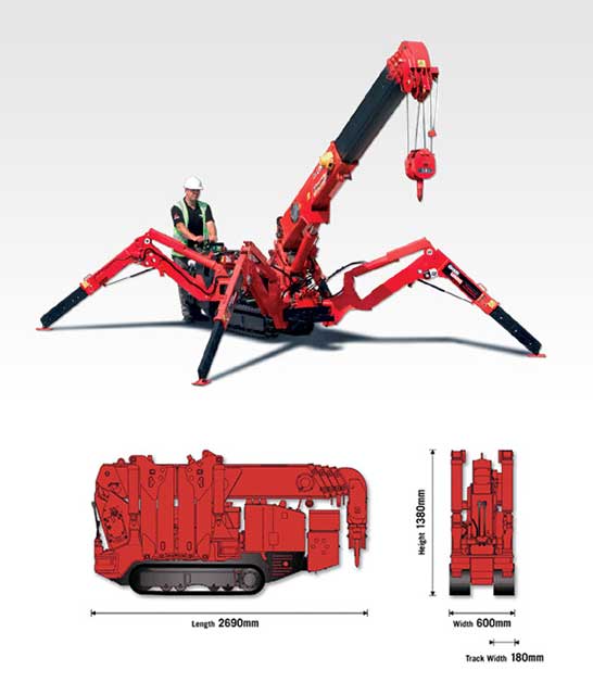 Mini grue araignée en location avec hauteur de levage maxi de 8.8m- UNIC URW 295_0