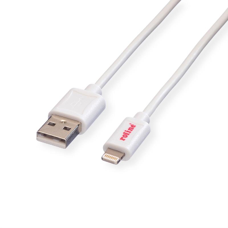 ROLINE Câble de charge et synchronisation pour appareils à connecteur Lightning, blanc, 1,8 m_0