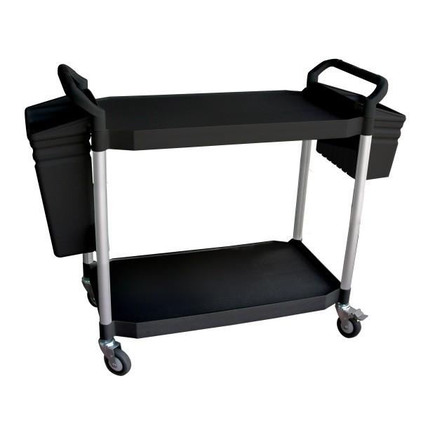 Servante multi-usage 2 plateaux - avec ou sans bacs - Coloris noir ou gris clair - Contact alimentaire - Formats standard ou XL_0