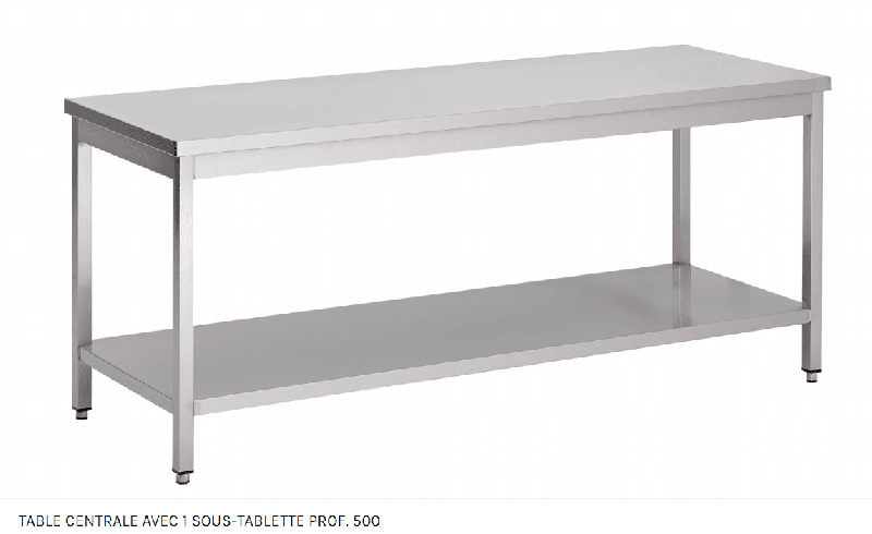 Table centrale avec tablette inférieure en inox AISI 430 - FABRINOX - Longueur 500 mm, Profondeur 500 mm_0