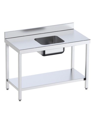 Table inox de préparation avec bac centrale et étagère P 600 mm | Distform-bac Au centre longueur 1600 mm - 8445842025064_0
