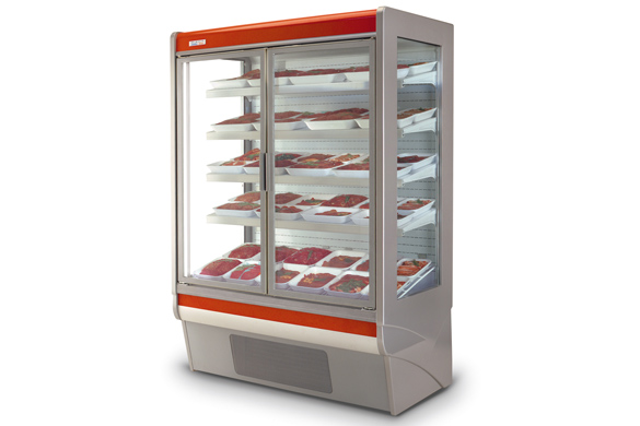 Vitrine libre-service Eco Twist - éclairage LED, portes vitrées coulissantes, froid ventilé, 0+2°C classe 3M1_0