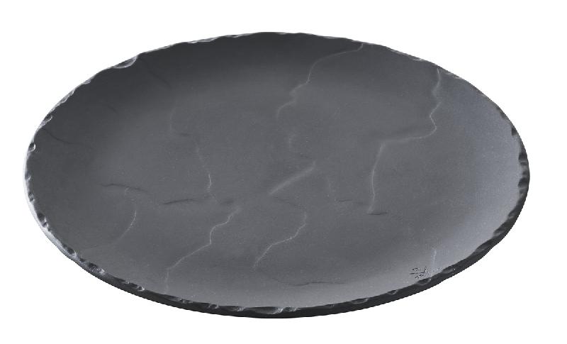 ASSIETTE PLATE ROND NOIR PORCELAINE Ø 20 CM BASALT REVOL