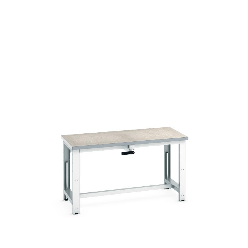 Établi Cubio - Poste réglable en hauteur manuel avec plateau multiplex 1500x750x750-1140mm - RAL 7035_0