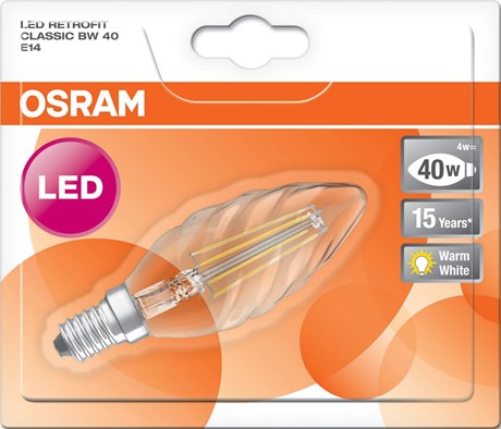 AMPOULE FLAMME LED RETROFIT CLASSIC BW 40 4/40 W E14 (VENDU PAR 1)