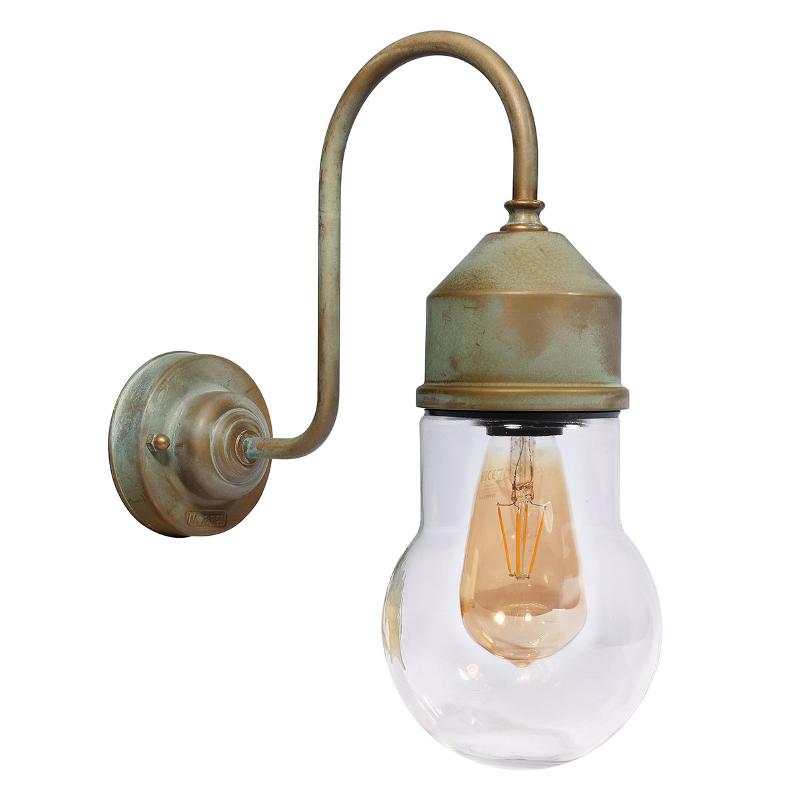 MORETTI LUCE APPLIQUE 1950N LAITON ANCIEN, VERRE ARQUÉ, TRANSP.