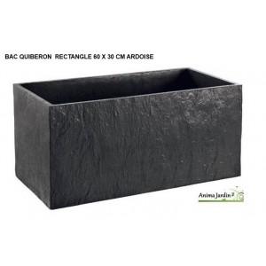 Bac jardinière en béton ciré 60 cm - relief ardoise - robuste et contemporain - 017350_0