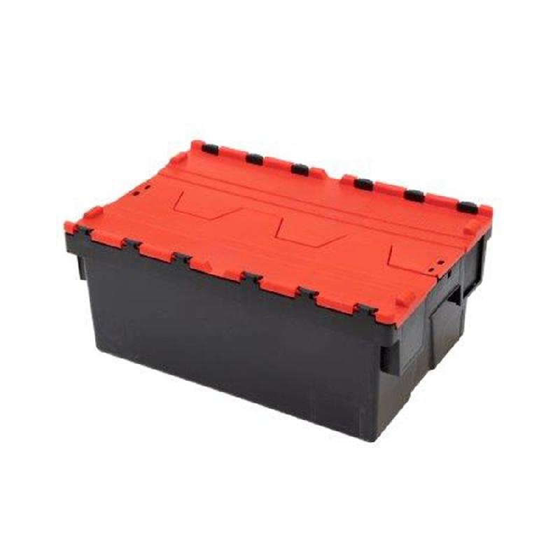 Bac navette 600 x 400 x 250 mm - 40L - Plastique - Couvercle rouge - Emboîtable - Rolléco_0