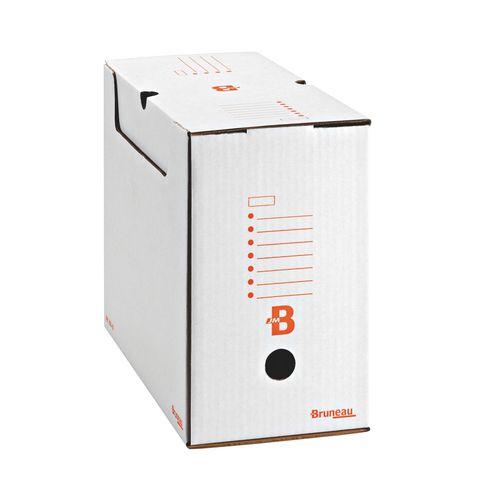 LOT DE 20 - BOÎTE ARCHIVES CARTON BRUNEAU - DOS 15 CM - HAUTE RÉSISTANCE - BLANCHE