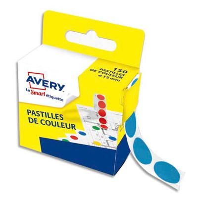 PASTILLES ADHESIVES AVERY - DIAMETRE 15 MM - POUR ECRITURE MANUELLE - BLEU - BOÎTE DE 150