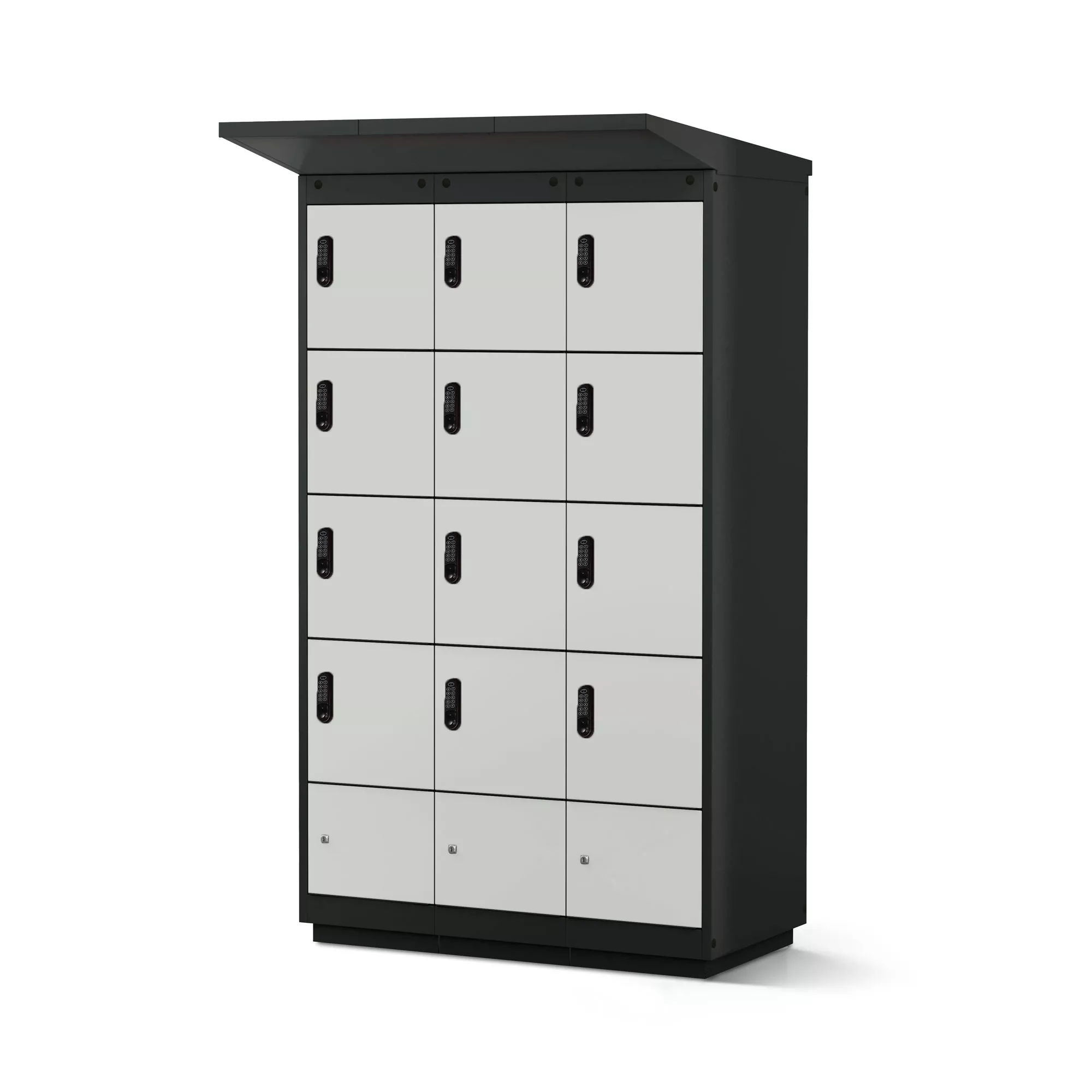 Borne de recharge pour vélos électriques - 12 compartiments avec serrure à code électronique_0