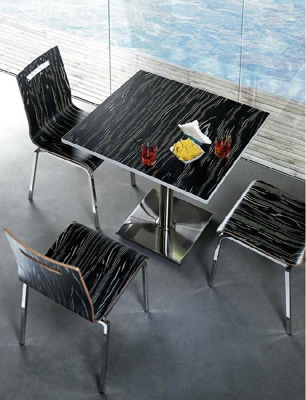 Chaise de restaurant Kelly - coque multiplis zebrano noir - châssis métal epoxy_0