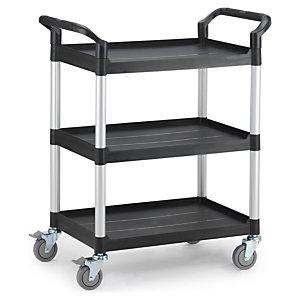 CHARIOT PLASTIQUE MULTI-USAGE 3 PLATEAUX 850X450X1000 MM