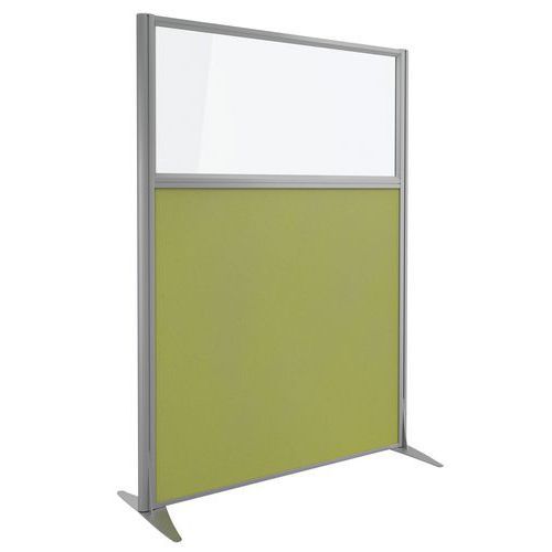 CLOISON KPRIM ACCOUSTIQUE VERRE/TISSU FOUGÈRE PROFIL ARGENT 165X122CM - CLEN