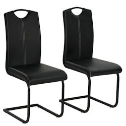 Décoshop26 - Lot de 2 chaises de salle à manger cuisine cantilever design contemporain synthétique noir CDS020374 - noir 3001082899787_0