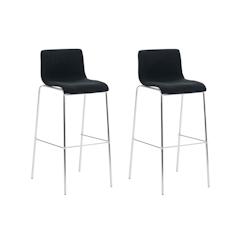 Décoshop26 - Lot de 2 tabourets de bar avec repose-pieds dossier incurvé en tissu noir et 4 pieds en métal chromé 10_0004196 - noir 3000251978094_0