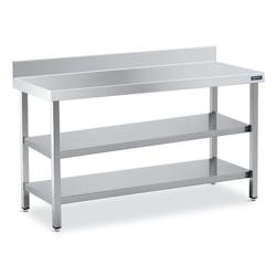 Distform table Inox avec Dosseret 2000x550 avec 2 Etagères - 641094791810_0