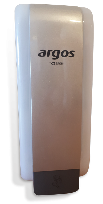 Distributeur de savon mousse manuel 1L - ABS blanc translucide avec bande argentée_0