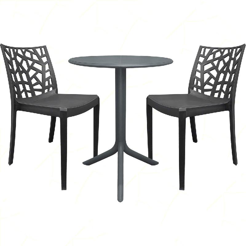 Ensemble de 2 chaises Matrix avec table ronde Spritz noire - noir plastique polypropylène 8050054388717_0