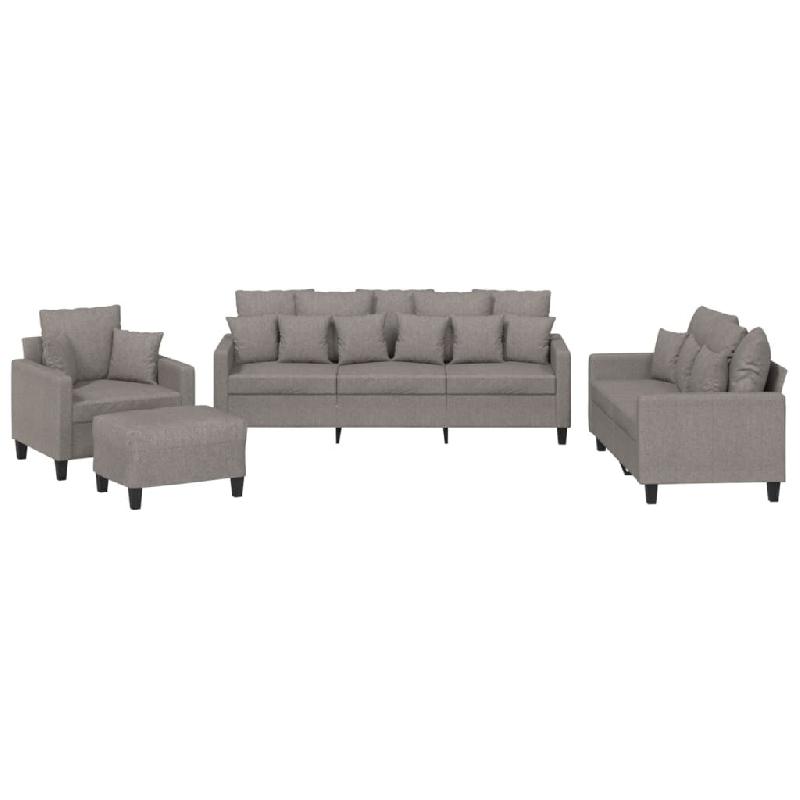 Ensemble de canapés 4 pcs avec coussins taupe tissu Modèle AbriModulable 34 - 8721012066144_0