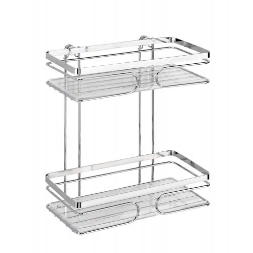 ÉTAGÈRE MURALE POUR SALLE DE BAIN - RECTANGULAIRE - ACIER - 2 PANIERS WENKO