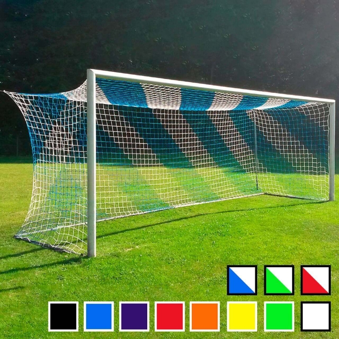 Filets pour Buts de Football aux Mâts Intégrés - Paire [11 Options à Rayures et en Couleur Seule] - Filets de Remplacement pour Buts de Football de Qualité Professionnelle_0